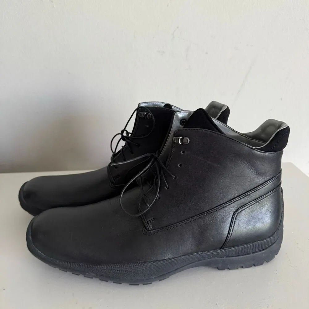Kenneth Cole Leather Waterproof Rain Storm Leather Lace Up Stylish Boots Black